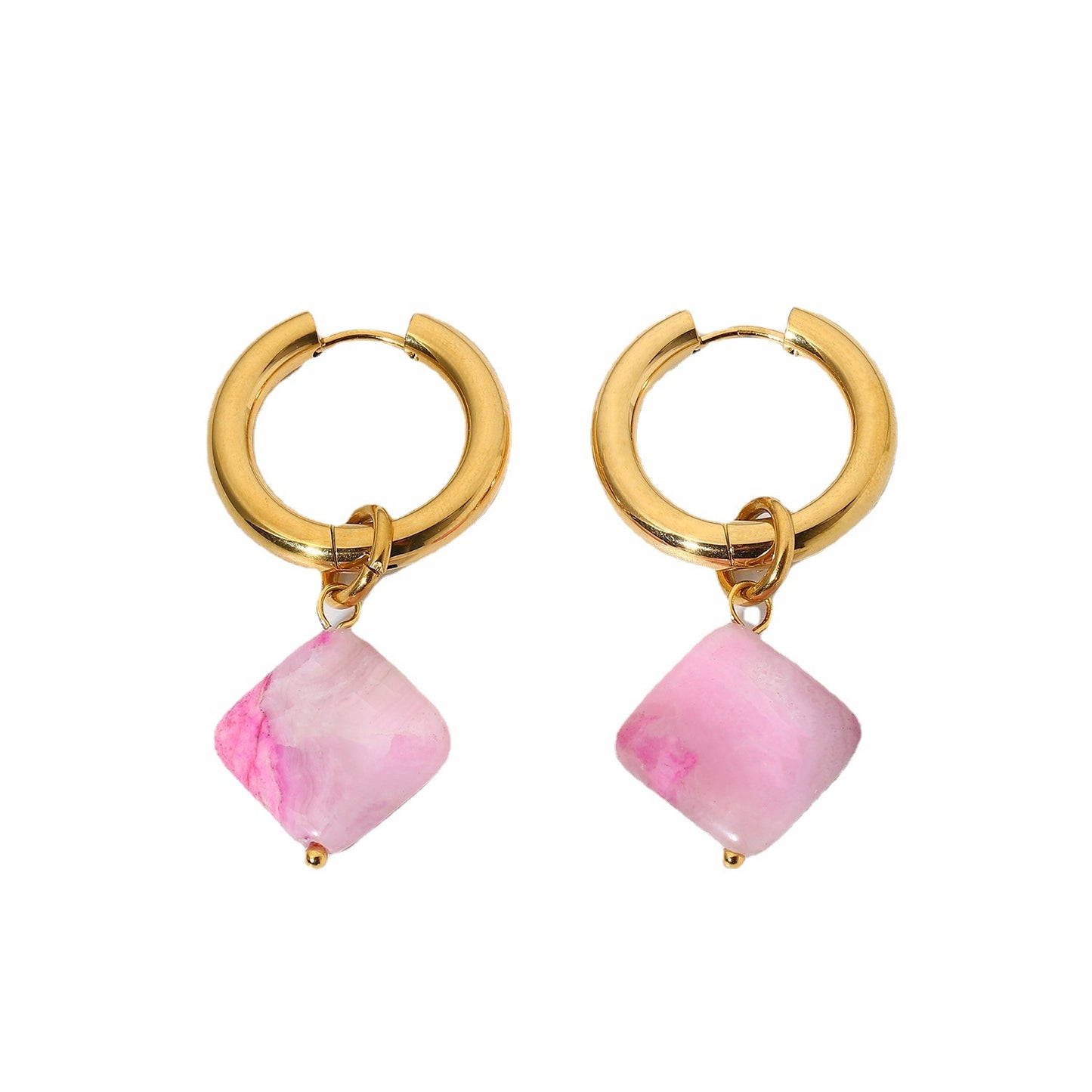 Fashion Natural Stone Stainless Steel Earrings