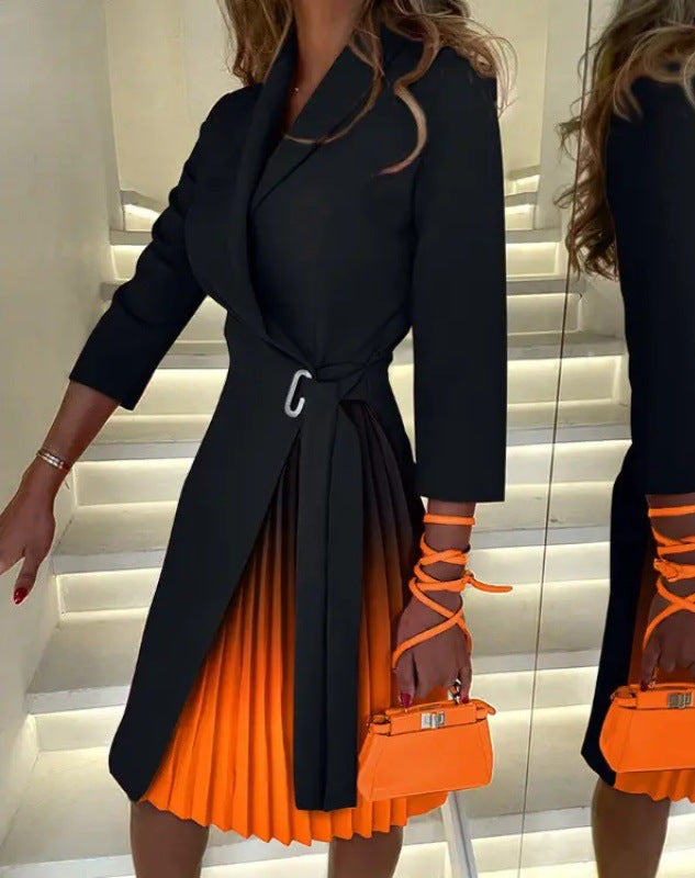 Fashion Lace Up Pleated Dress