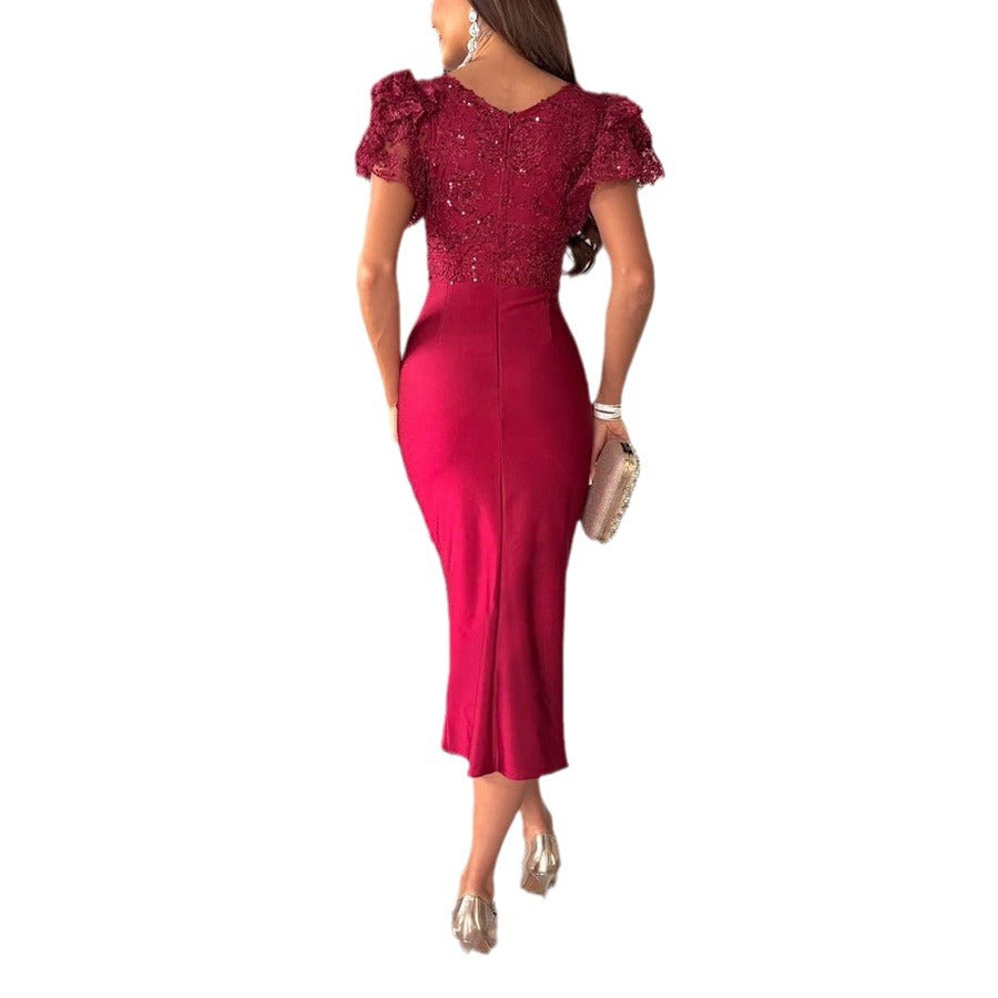 Fashion Short Sleeve Split Dress