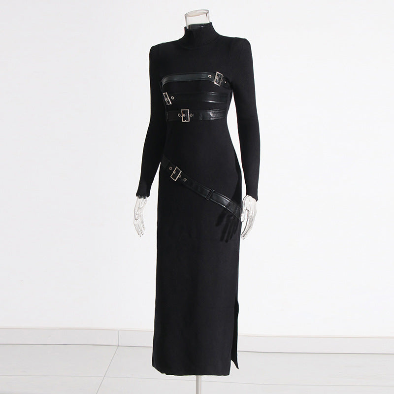 Fashion High Sense Stitching Tied Design Slim Fit Dress