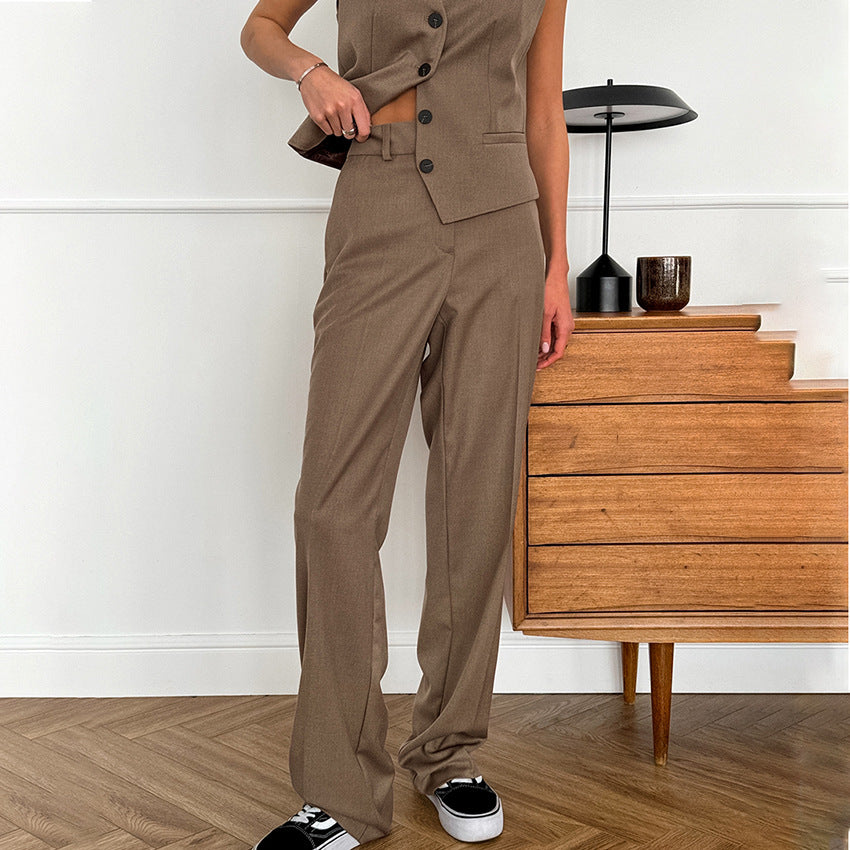 Fashion French Slim V-Neck Simple Graceful Casual Suit