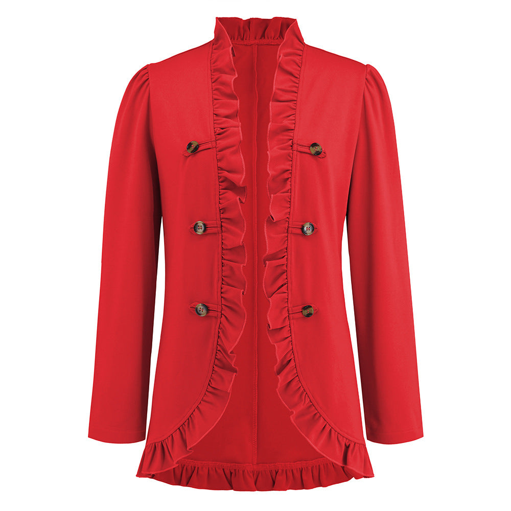 Fashion Ruffled Cardigan Button Jacket