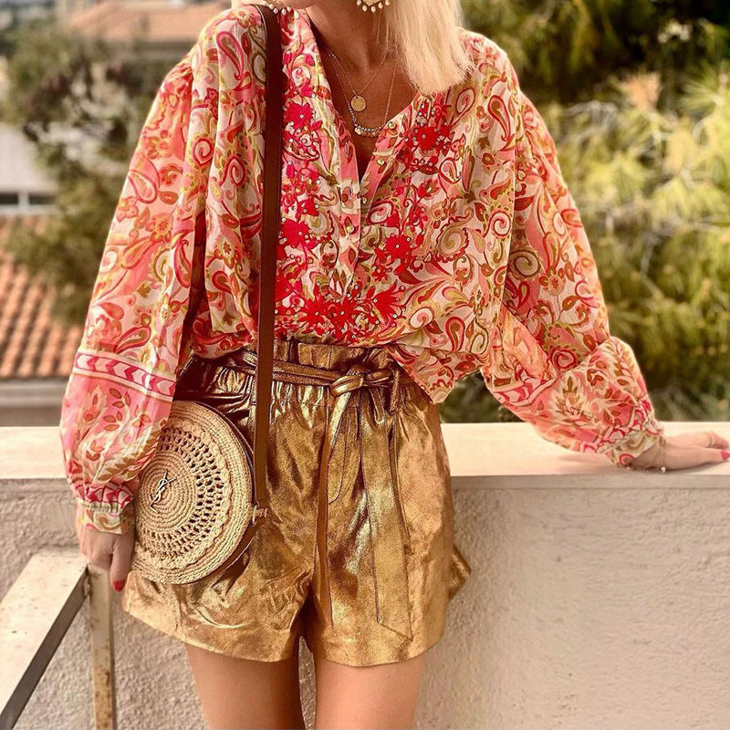 Fashion Belt Loose-Fitting Wide-Leg Short