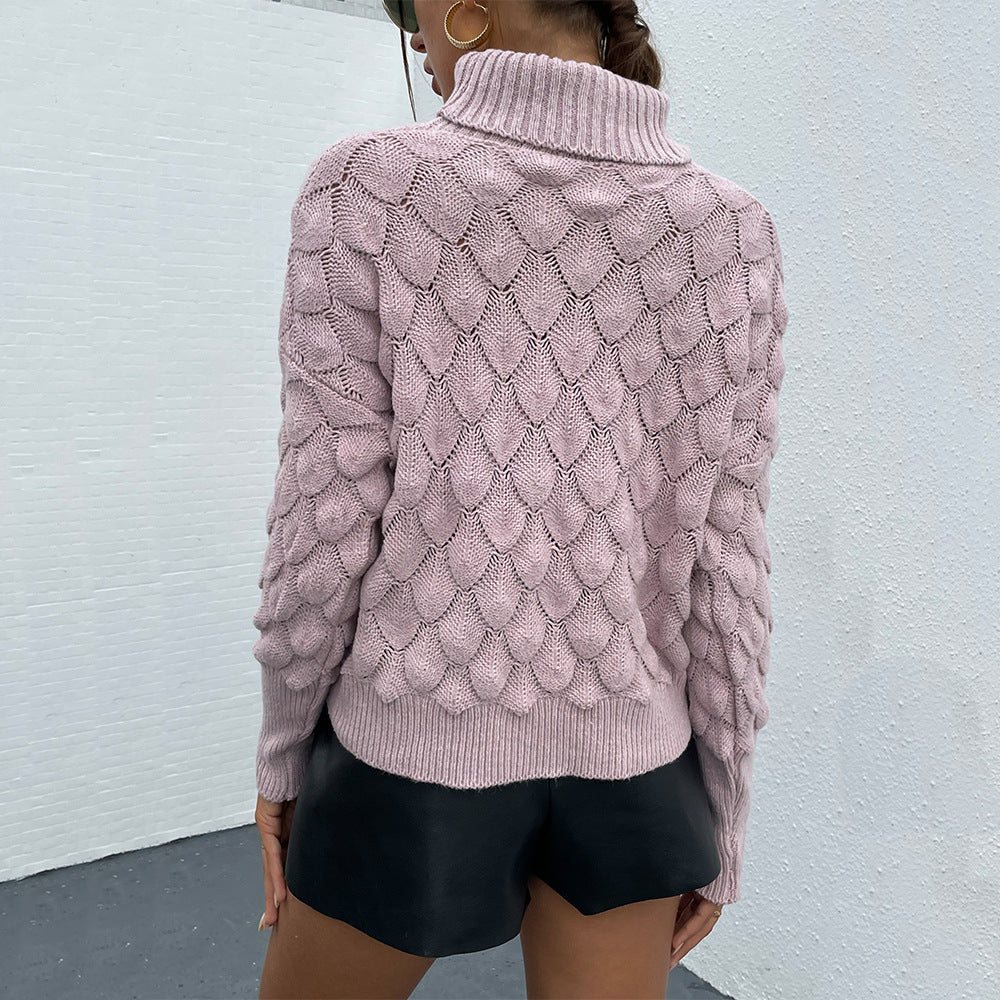 Fashion Turtleneck Pullover Rhombus Sweater