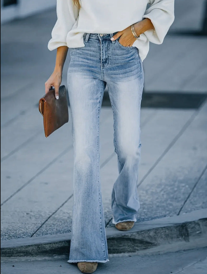 Fashion Slightly Flared High Waist Jeans