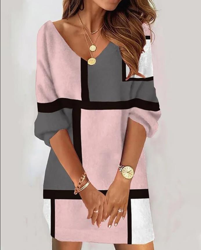 Fashion Casual V-Neck Printed Dress