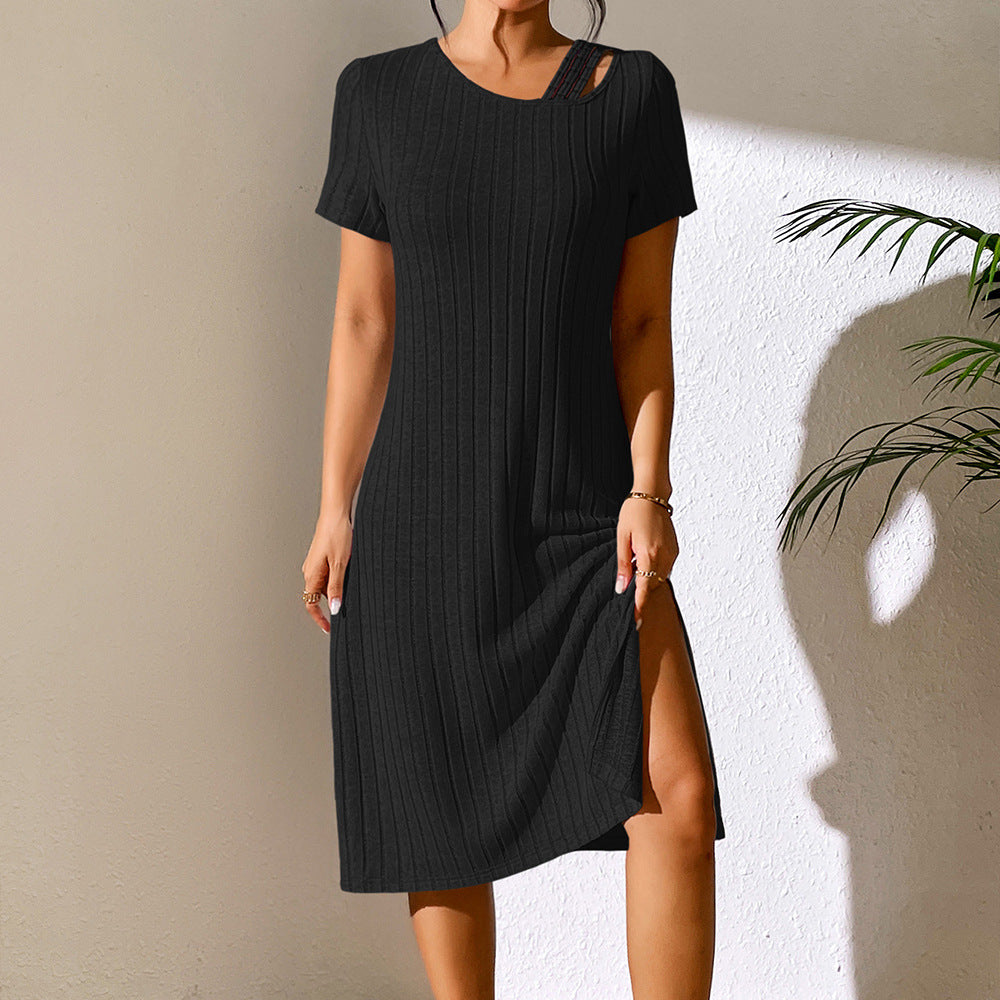 Fashion Cross Border Slit Hip Dress