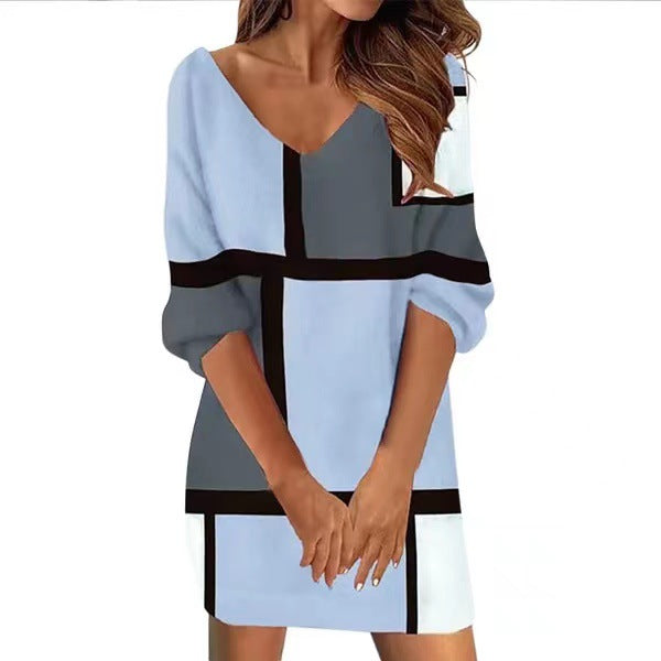 Fashion Casual V-Neck Printed Dress