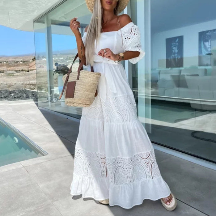 Fashion Lace Stitching Maxi Dress