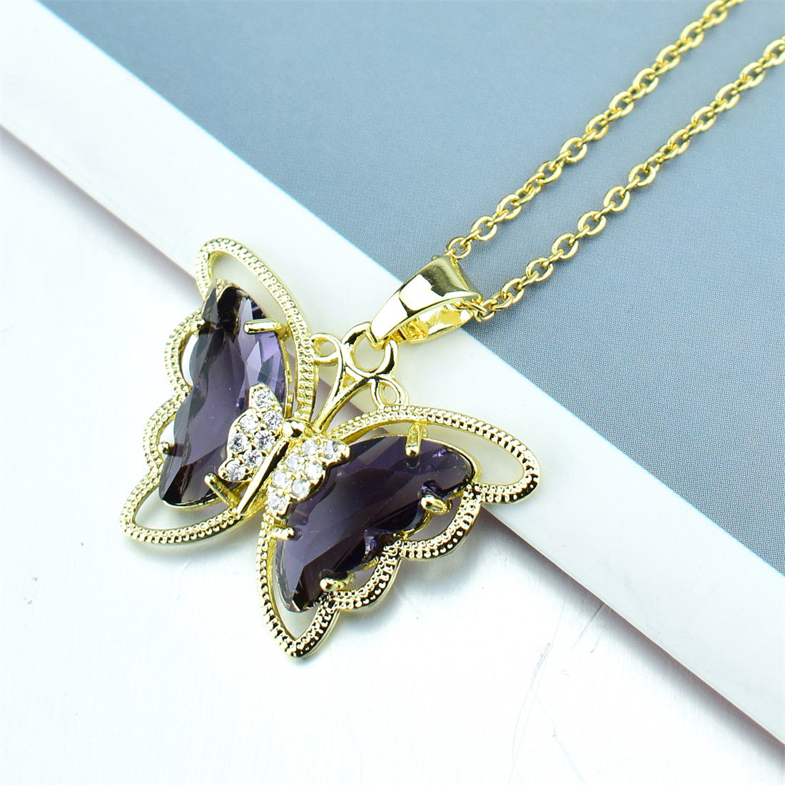 Fashion Butterfly Crystal Zircon Necklace