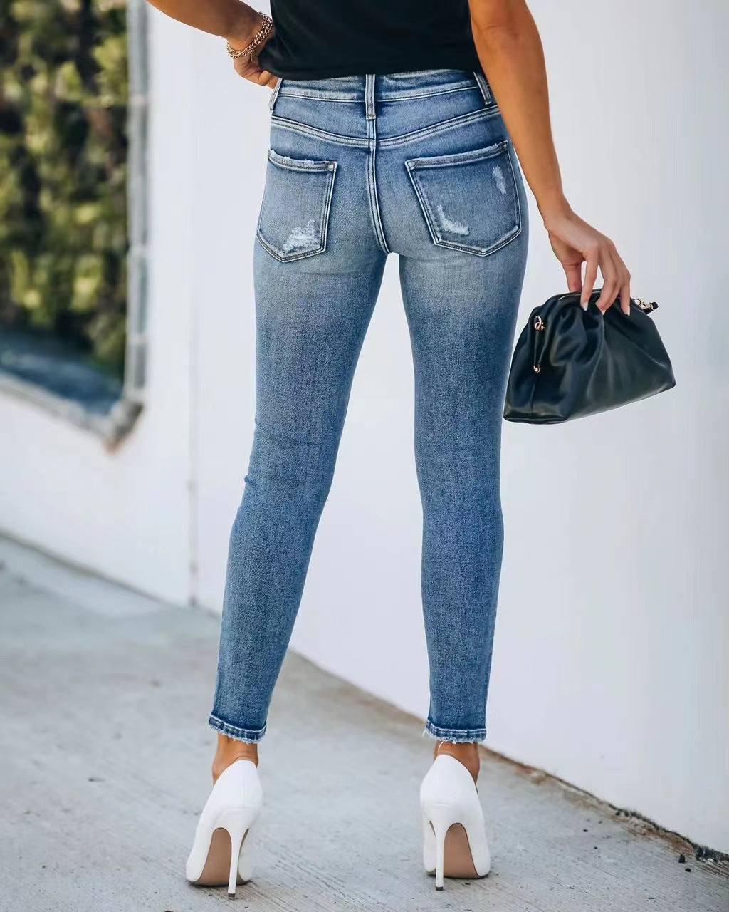 Fashion Stretch Slim-Fit Ripped Denim Pants