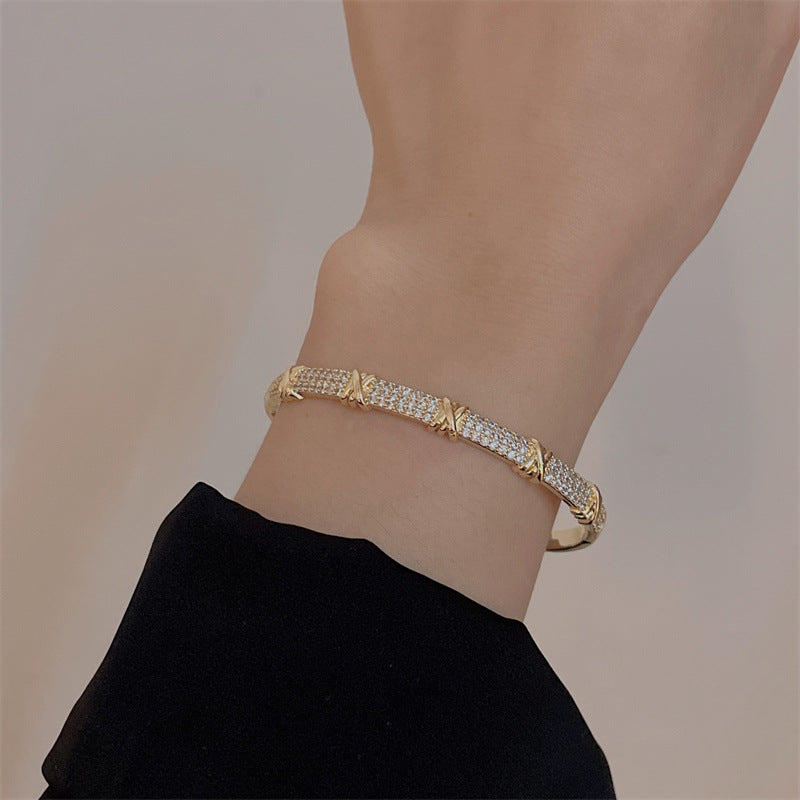 Fashion Light Luxury Full Diamond Bamboo Bracelet