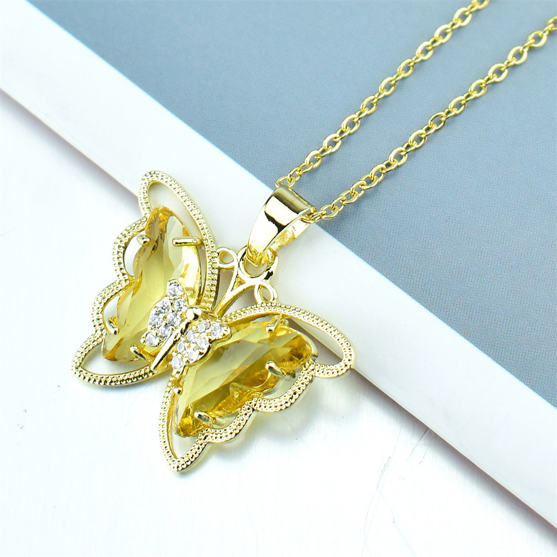 Fashion Butterfly Crystal Zircon Necklace