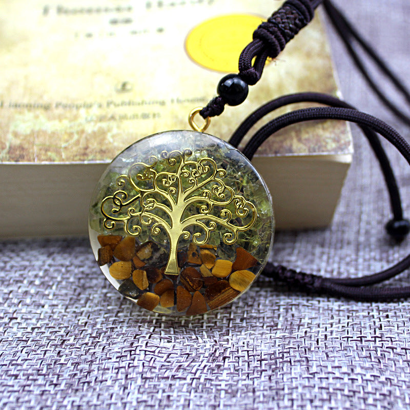 Fashion Crystal Gravel Pendant Resin Epoxy Lucky Tree Chain