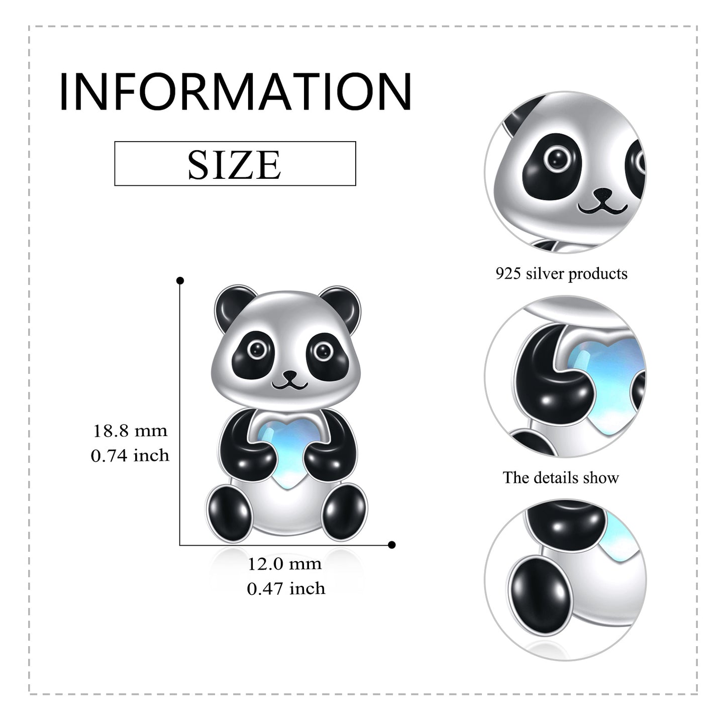 Fashion Sterling Silver Panda Stud Earrings