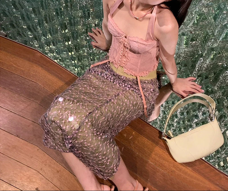 Fashion Embroidered Sequin Buttock Skirt