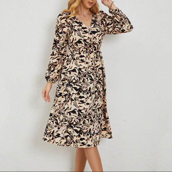 Fashion Printed Chiffon Midi Dress