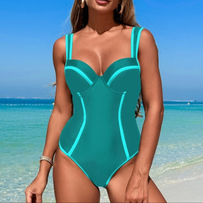 Fashion One-Piece Stripe High Waist Swimwear