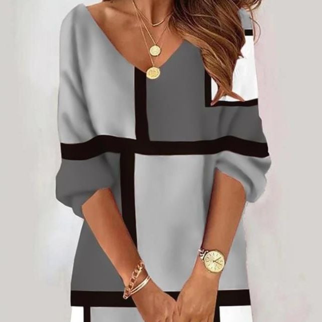 Fashion Casual V-Neck Printed Dress