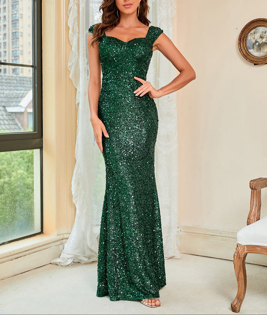 Fashion Green Suspenders Dress