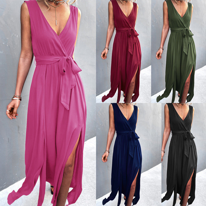 Fashion Lace-Up Split Dress