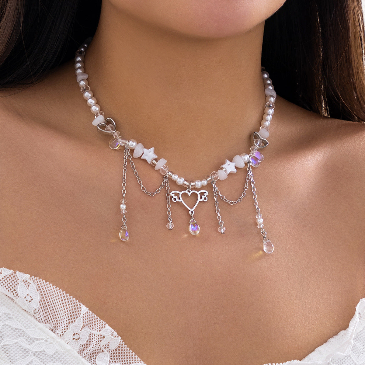 Fashion Beaded Butterfly Wind Dopamine Necklace