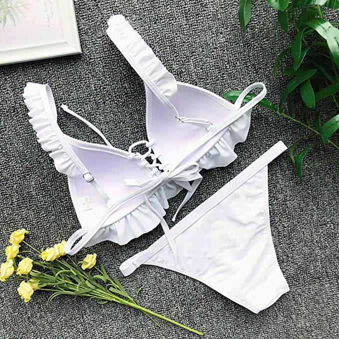 Fashion Fold Lace Split Bikini