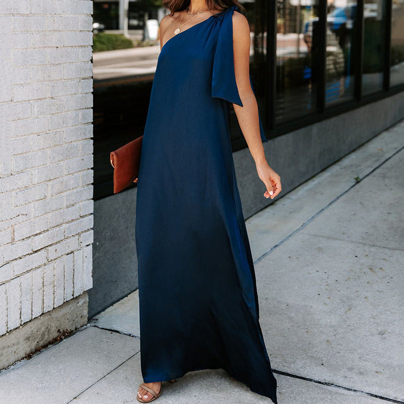 Fashion One-Shoulder Diagonal Irregular Dress