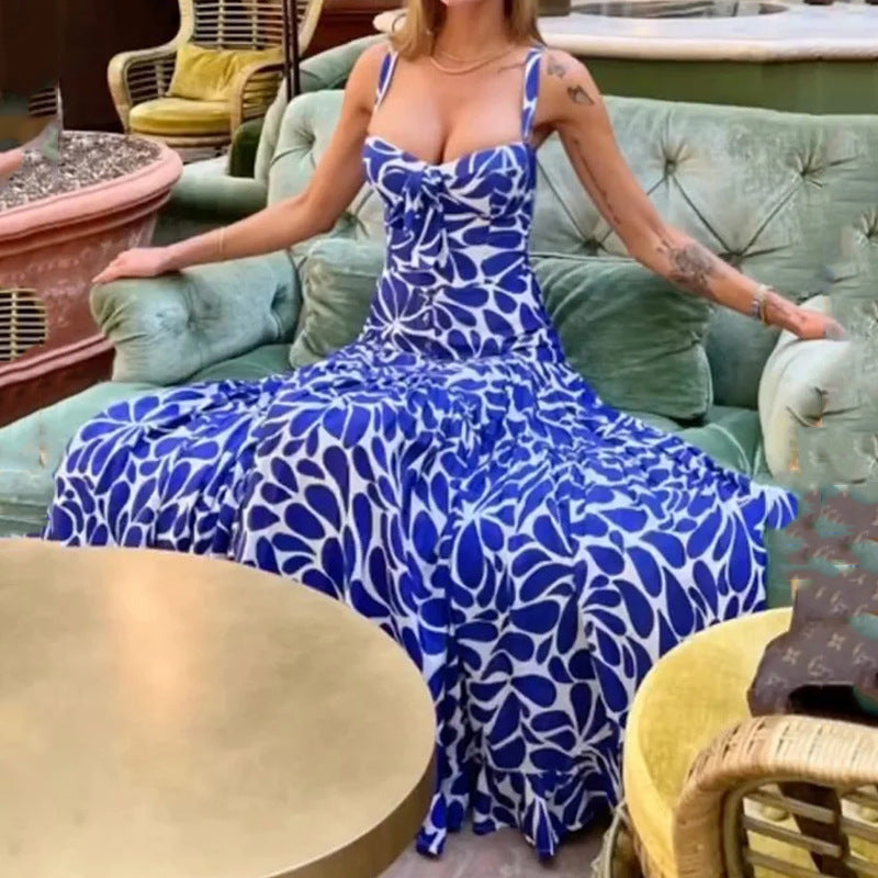 Fashion Spaghetti-Strap Floral Print Dress