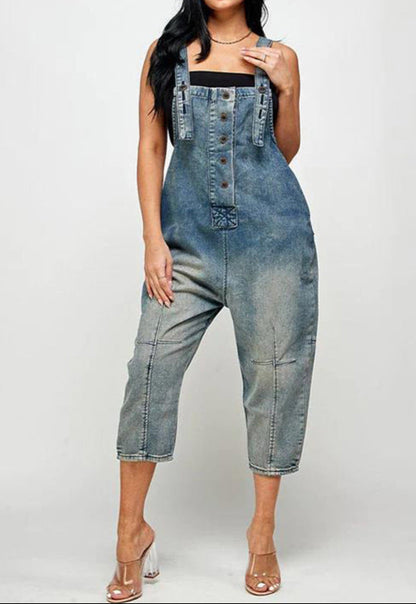 Fashion Casual Siamese Suspender Jeans