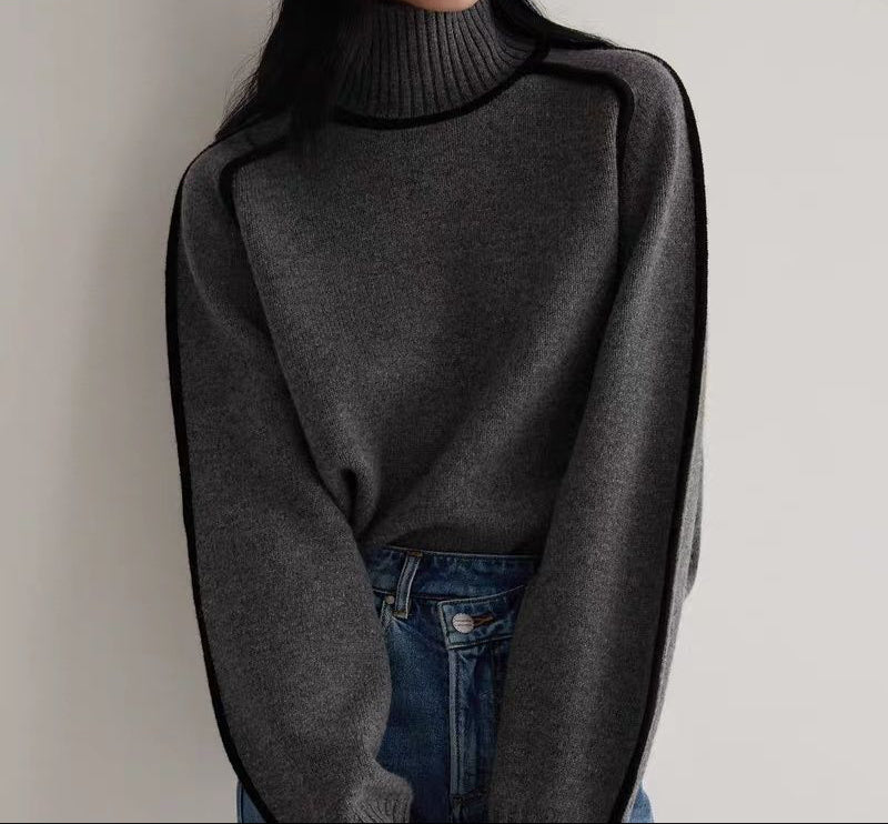 Fashion Half Turtleneck Three-Dimensional Sweater