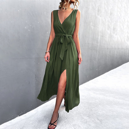 Fashion Lace-up Split Dress