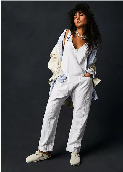 Fashion Solid Color Suspender Jumpsuits