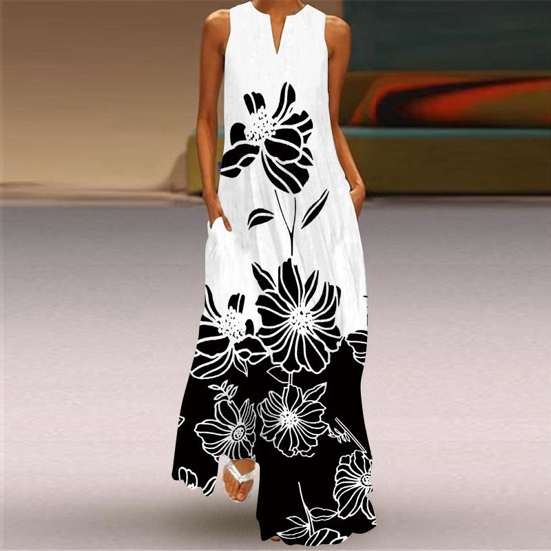 Fashion Multi-color Sleeveless Maxi Dress