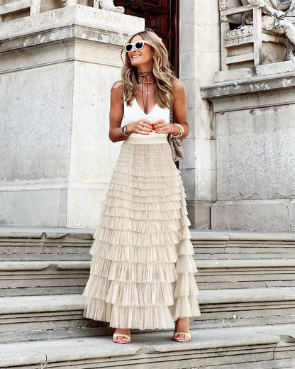 Fashion Mesh Tiered Skirt