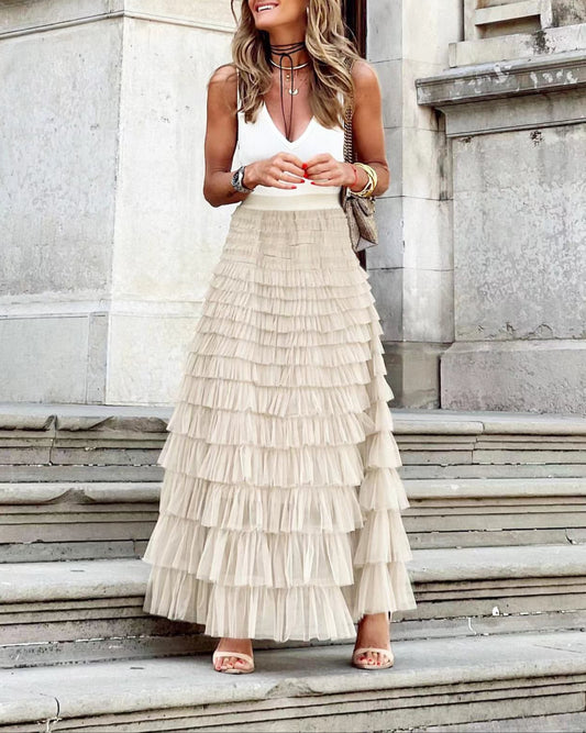 Fashion Mesh Tiered Skirt