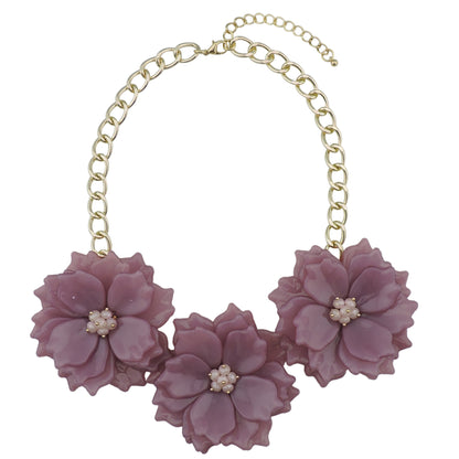 Fashion Ornament Acrylic Exaggerated Three Flowers Necklace