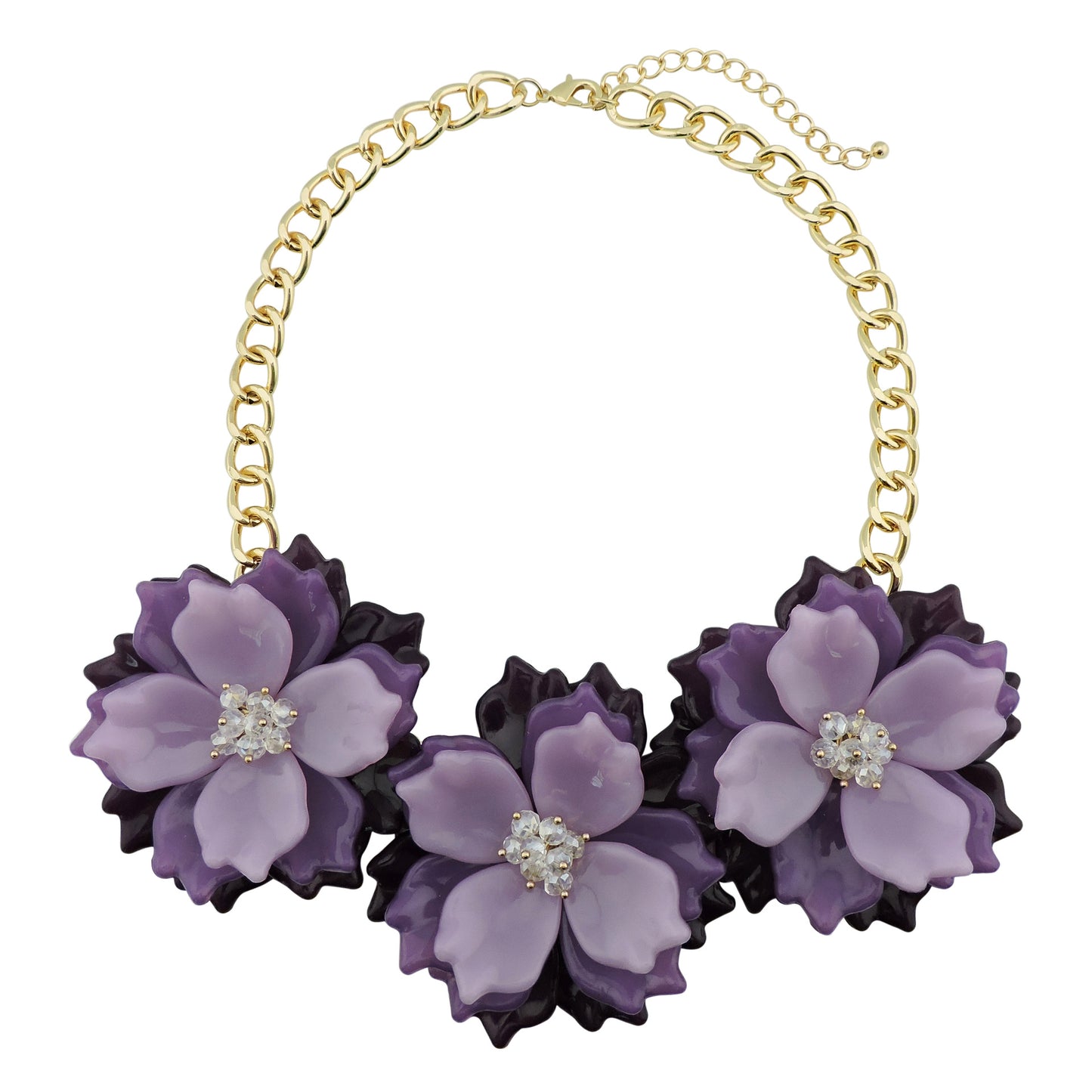 Fashion Ornament Acrylic Exaggerated Three Flowers Necklace