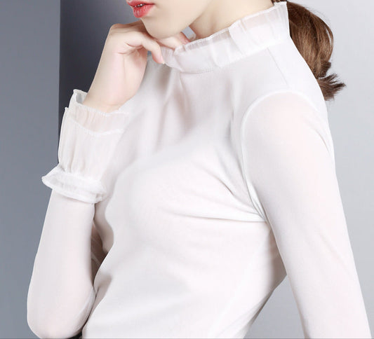 Anaïs Ruffle Neck Sheer Top