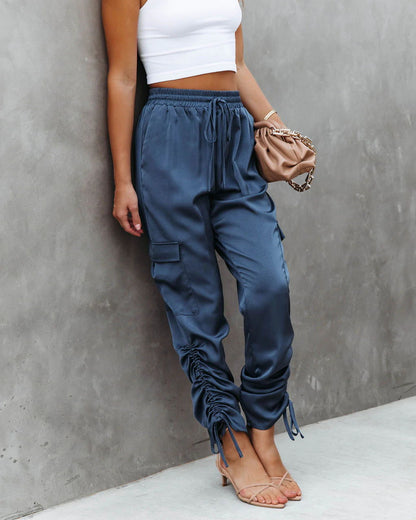 Fashion Lace-up Elastic Waist Pants