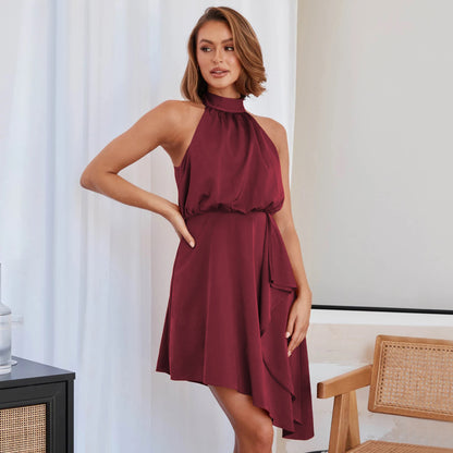 Fashion Satin Hanging Neck Dress