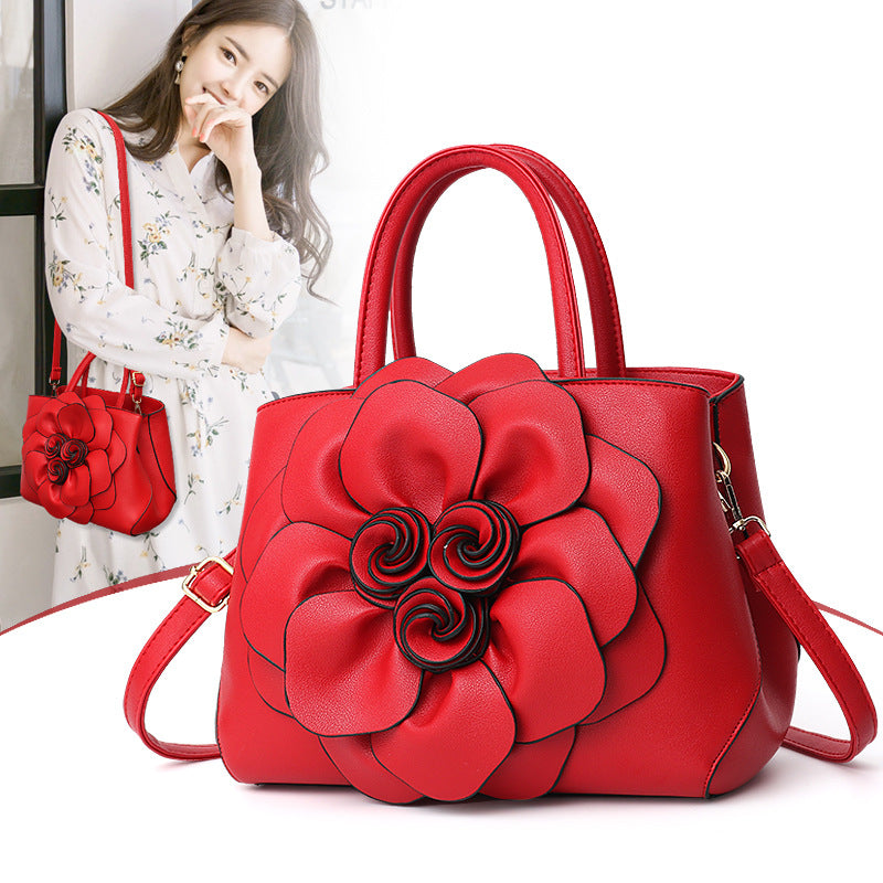 Fashion PU leather flower portable shoulder bag