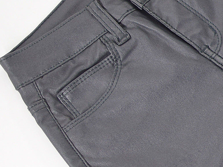 Fashion Body Leather Denim Pants