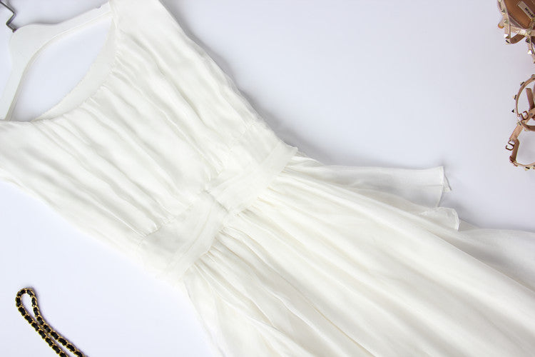 Fashion White Silk Long Dress