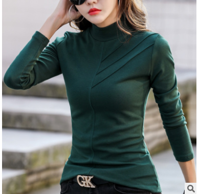 Fashion Half high collar tight long sleeve bottoming shirt