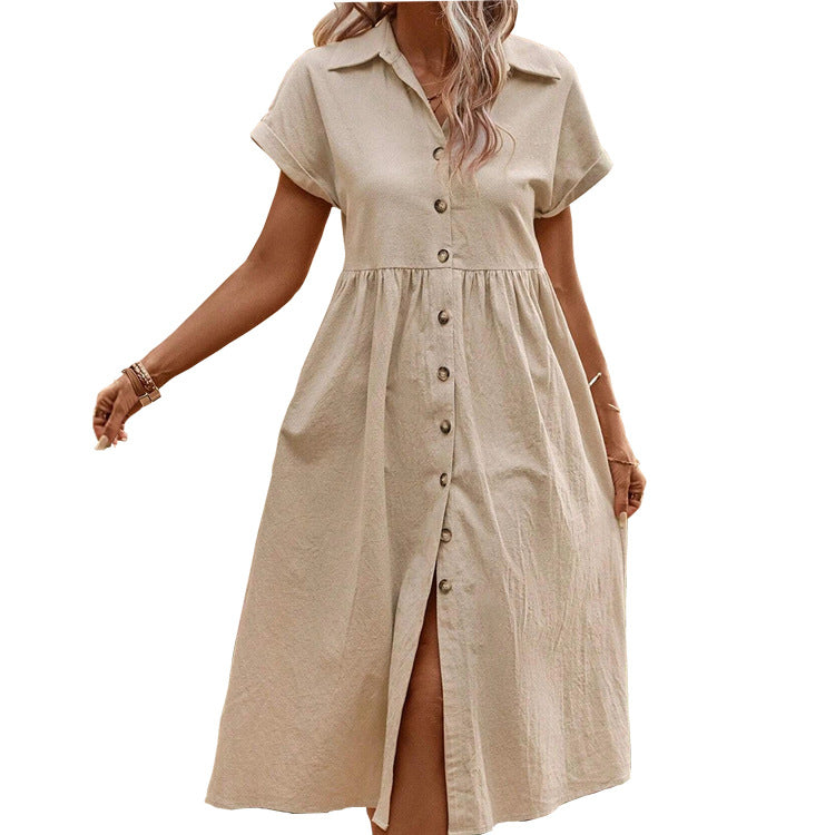 Fashion Button Shirt Dress