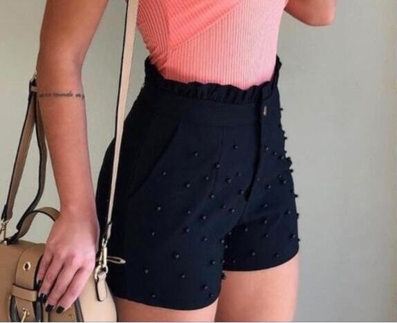 Fashion Cannon Beads Solid Color Shorts