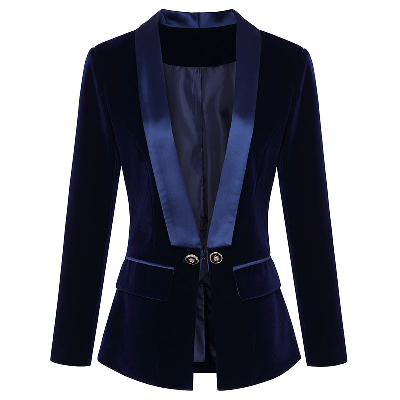 Fashion Satin Fruit Collar Velvet Jacket