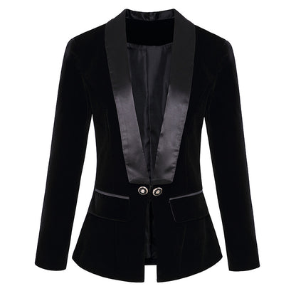 Fashion Satin Fruit Collar Velvet Jacket