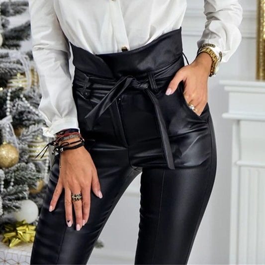 Fashion High Waist Skinny PU Leather Pants